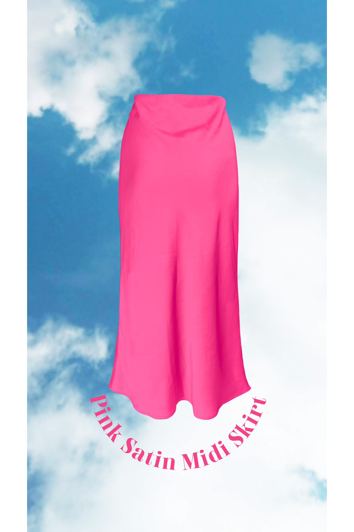 Pink Satin Midi Skirt RFD